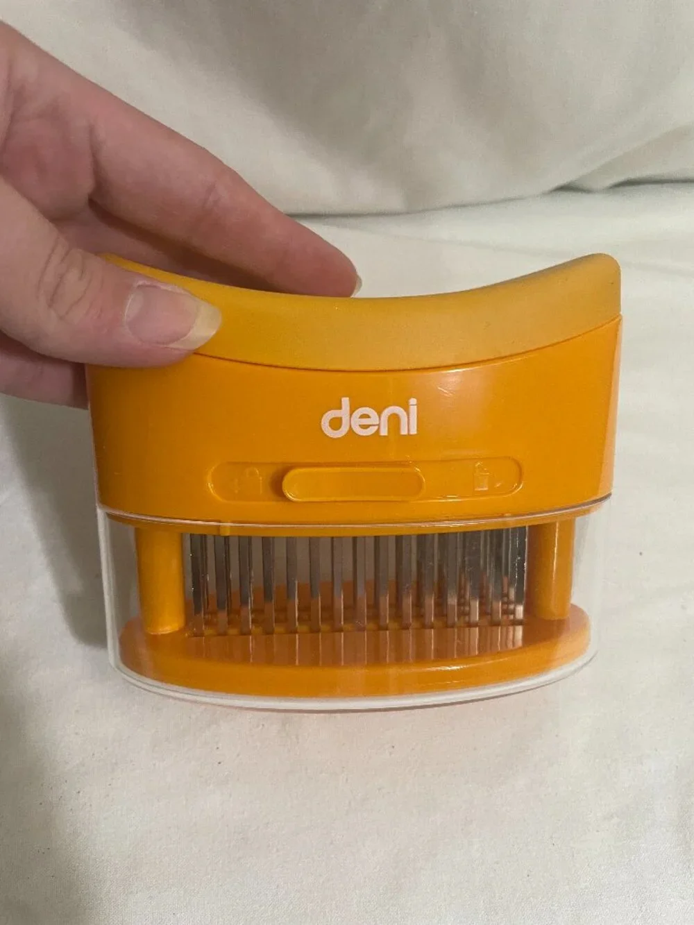 Deni MT45 Oval Meat Tenderizer 45 Stainless Steel Blades Orange Manual Tool